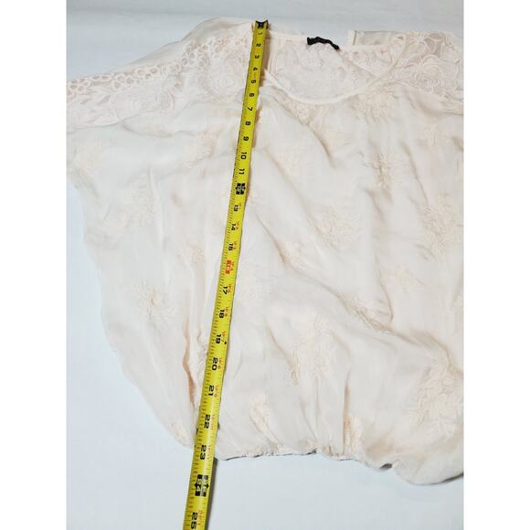 Lola Made In Italy Womens Small Top 100% Silk Flowey Layered Pink Embroidered - Picture 8 of 9